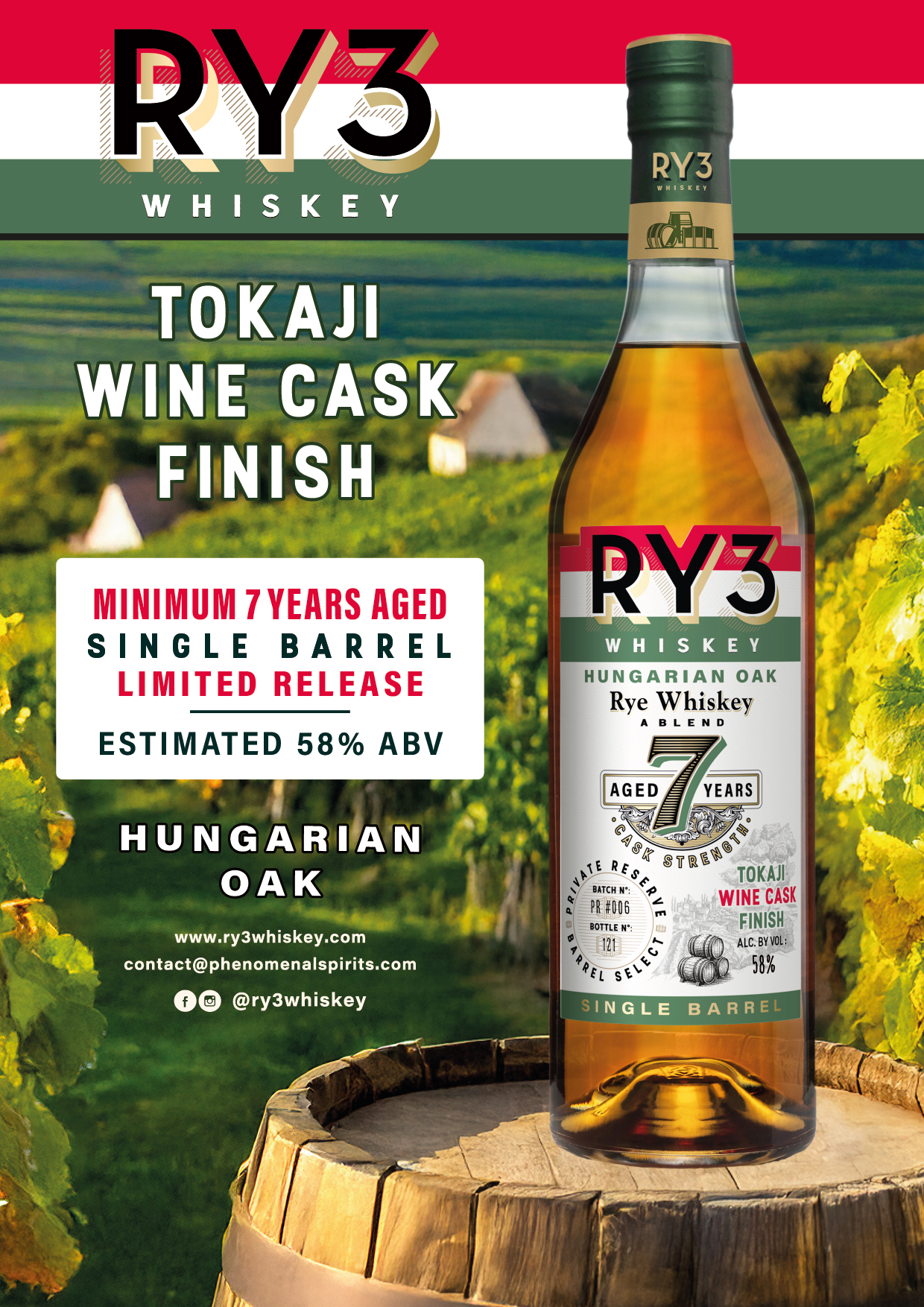 RY3 Whiskey Tokaji Wine Cask Finish — single barrel
